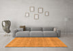 Machine Washable Checkered Orange Modern Area Rugs in a Living Room, wshabs1492org
