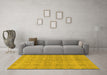 Machine Washable Checkered Yellow Modern Rug in a Living Room, wshabs1492yw