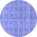 Round Checkered Blue Modern Rug, abs1492blu