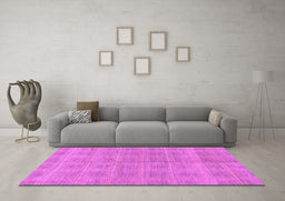 Machine Washable Checkered Purple Modern Area Rugs in a Living Room, wshabs1492pur