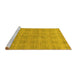 Sideview of Machine Washable Checkered Yellow Modern Rug, wshabs1492yw