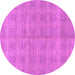 Round Machine Washable Checkered Purple Modern Area Rugs, wshabs1492pur