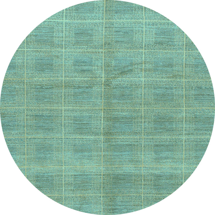 Round Machine Washable Checkered Light Blue Modern Rug, wshabs1492lblu