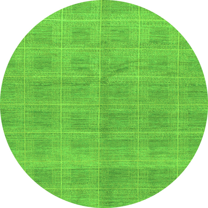 Round Machine Washable Checkered Green Modern Area Rugs, wshabs1492grn
