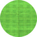 Round Machine Washable Checkered Green Modern Area Rugs, wshabs1492grn