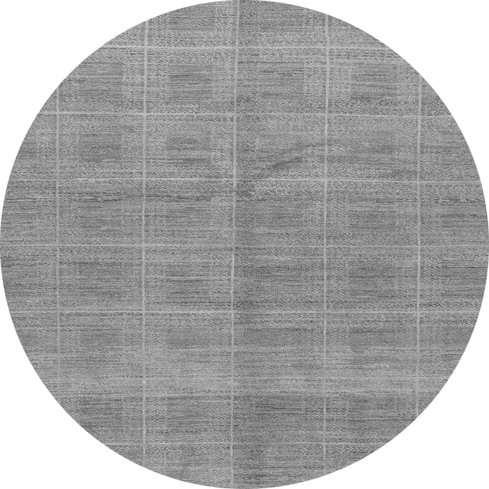 Round Checkered Gray Modern Rug, abs1492gry