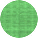 Round Machine Washable Checkered Emerald Green Modern Area Rugs, wshabs1492emgrn