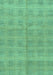 Machine Washable Checkered Turquoise Modern Area Rugs, wshabs1492turq