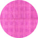 Round Machine Washable Checkered Pink Modern Rug, wshabs1492pnk