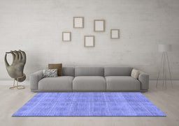 Machine Washable Checkered Blue Modern Rug in a Living Room, wshabs1492blu