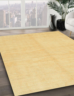 Abstract Chrome Gold Yellow Solid Rug in Family Room, abs1493