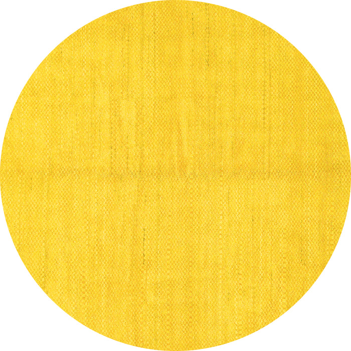 Round Machine Washable Solid Yellow Modern Rug, wshabs1493yw