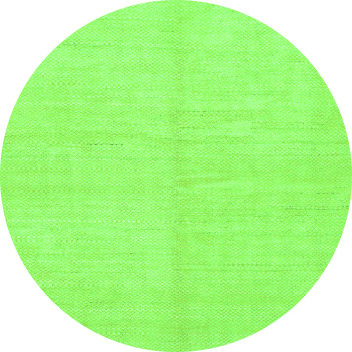 Round Machine Washable Solid Green Modern Area Rugs, wshabs1493grn