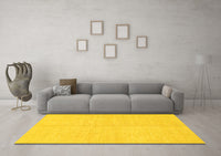 Machine Washable Solid Yellow Modern Rug, wshabs1493yw