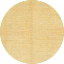 Round Abstract Chrome Gold Yellow Solid Rug, abs1493