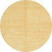 Round Abstract Chrome Gold Yellow Solid Rug, abs1493