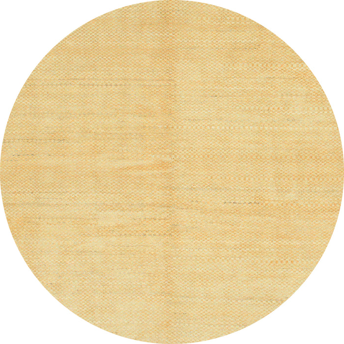 Round Machine Washable Abstract Chrome Gold Yellow Rug, wshabs1493