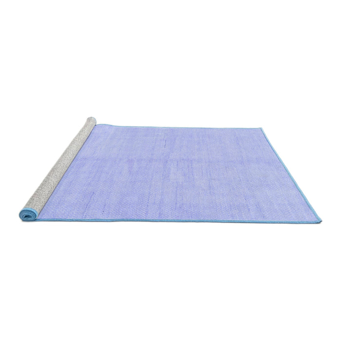 Sideview of Machine Washable Solid Blue Modern Rug, wshabs1493blu