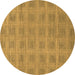 Round Machine Washable Checkered Brown Modern Rug, wshabs1494brn