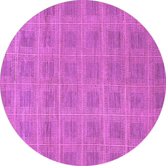 Round Machine Washable Checkered Purple Modern Area Rugs, wshabs1494pur