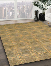 Abstract Gold Checkered Rug, abs1494