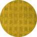 Round Checkered Yellow Modern Rug, abs1494yw