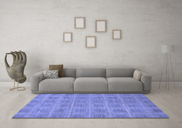 Machine Washable Checkered Blue Modern Rug in a Living Room, wshabs1494blu