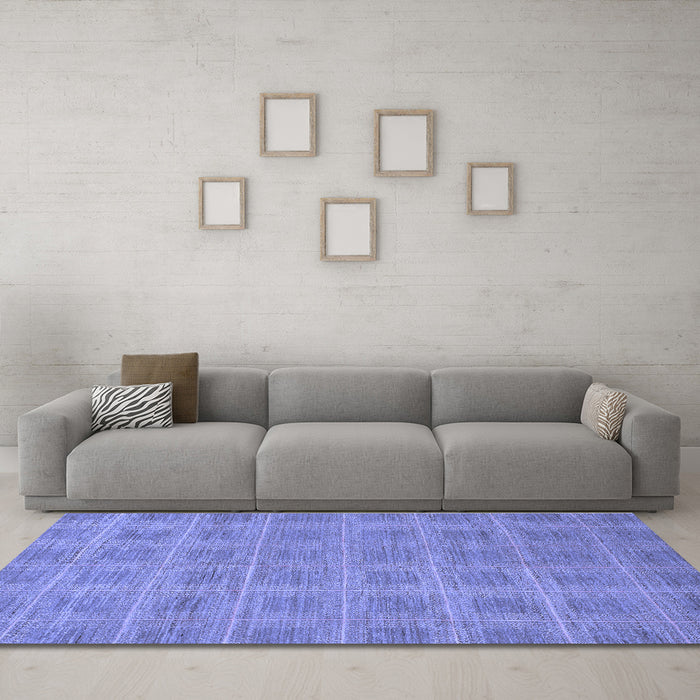 Machine Washable Checkered Blue Modern Rug in a Living Room, wshabs1494blu