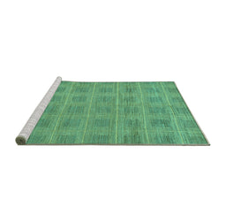 Sideview of Machine Washable Checkered Turquoise Modern Area Rugs, wshabs1494turq