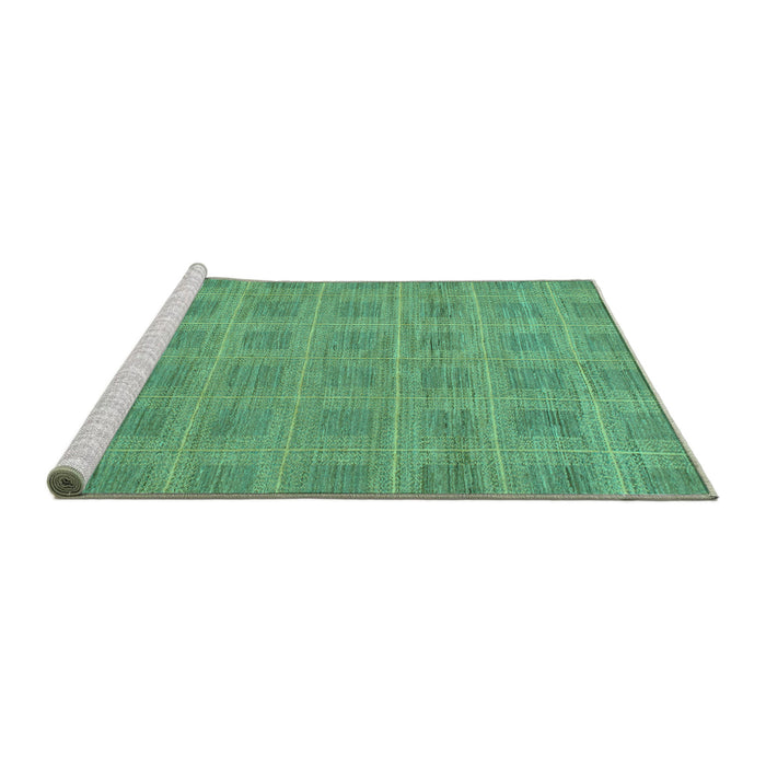 Sideview of Machine Washable Checkered Turquoise Modern Area Rugs, wshabs1494turq