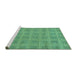 Sideview of Machine Washable Checkered Turquoise Modern Area Rugs, wshabs1494turq
