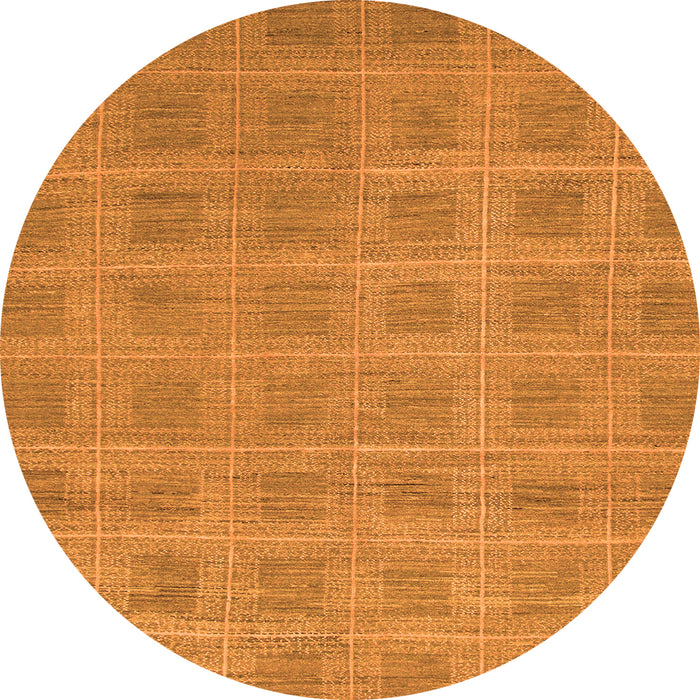 Round Machine Washable Checkered Orange Modern Area Rugs, wshabs1494org