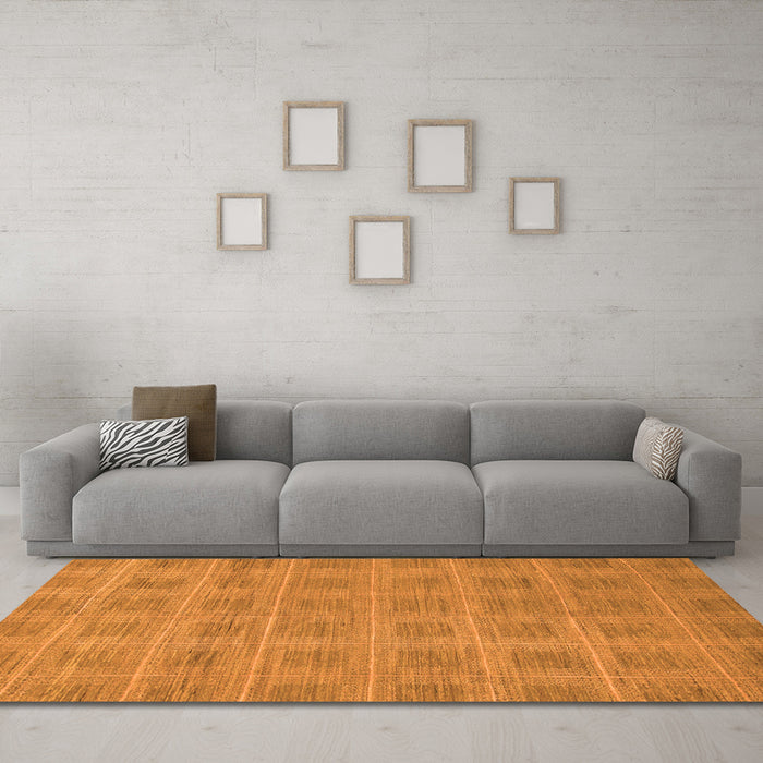 Machine Washable Checkered Orange Modern Area Rugs in a Living Room, wshabs1494org