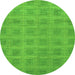 Round Checkered Green Modern Rug, abs1494grn