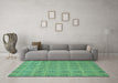 Machine Washable Checkered Turquoise Modern Area Rugs in a Living Room,, wshabs1494turq