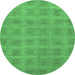 Round Checkered Emerald Green Modern Rug, abs1494emgrn