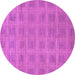 Round Checkered Purple Modern Rug, abs1494pur