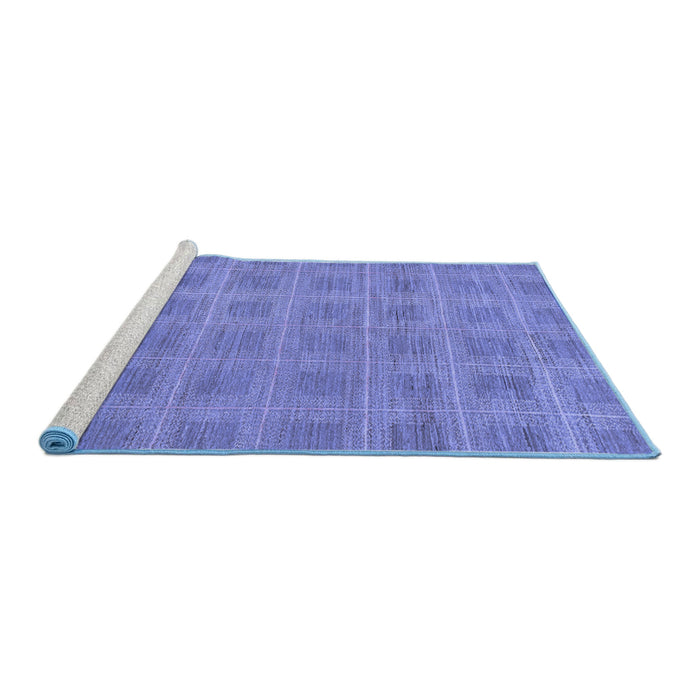 Sideview of Machine Washable Checkered Blue Modern Rug, wshabs1494blu