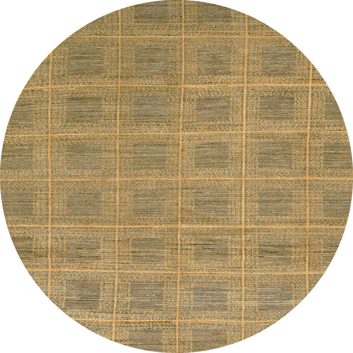 Round Abstract Gold Checkered Rug, abs1494