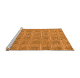 Sideview of Machine Washable Checkered Orange Modern Area Rugs, wshabs1494org