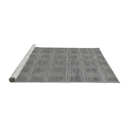 Sideview of Machine Washable Checkered Gray Modern Rug, wshabs1494gry