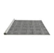 Sideview of Machine Washable Checkered Gray Modern Rug, wshabs1494gry