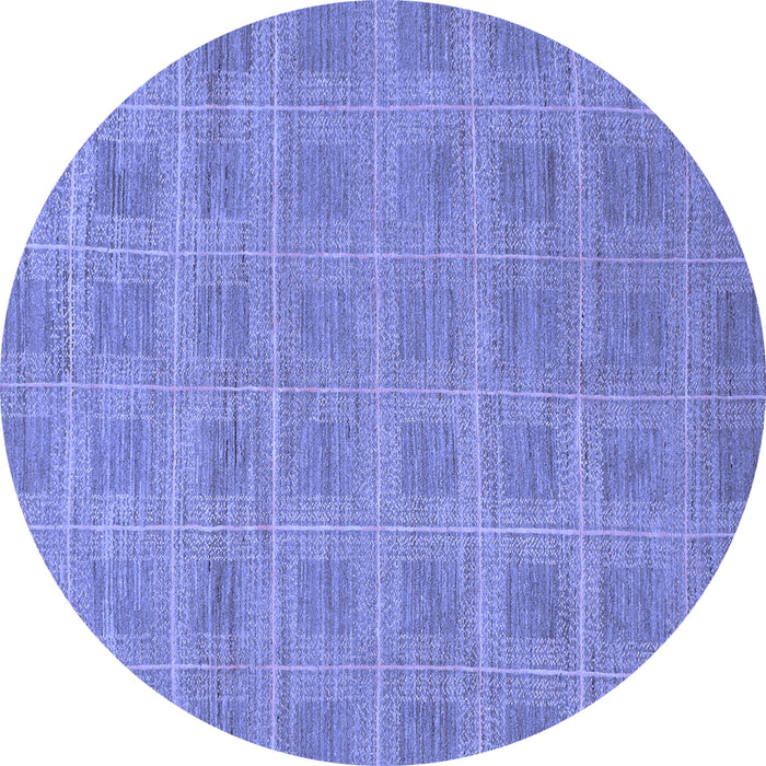 Round Machine Washable Checkered Blue Modern Rug, wshabs1494blu
