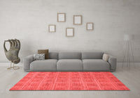 Machine Washable Checkered Red Modern Rug, wshabs1494red