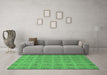 Machine Washable Checkered Emerald Green Modern Area Rugs in a Living Room,, wshabs1494emgrn