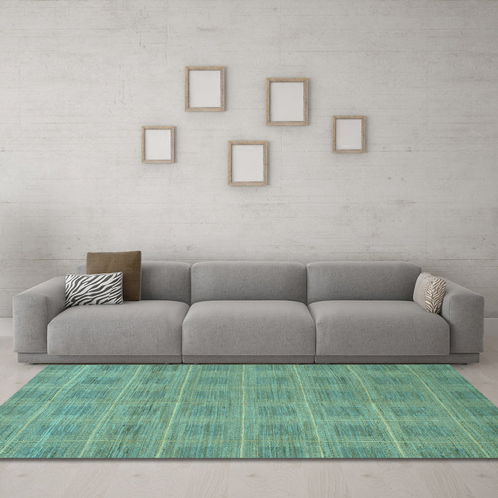 Machine Washable Checkered Light Blue Modern Rug in a Living Room, wshabs1494lblu