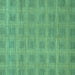 Square Machine Washable Checkered Turquoise Modern Area Rugs, wshabs1494turq