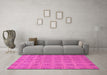 Machine Washable Checkered Pink Modern Rug in a Living Room, wshabs1494pnk