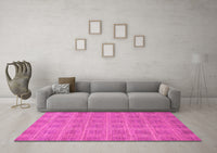 Machine Washable Checkered Pink Modern Rug, wshabs1494pnk