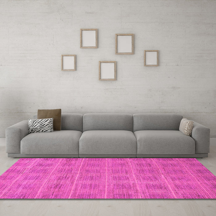 Machine Washable Checkered Pink Modern Rug in a Living Room, wshabs1494pnk